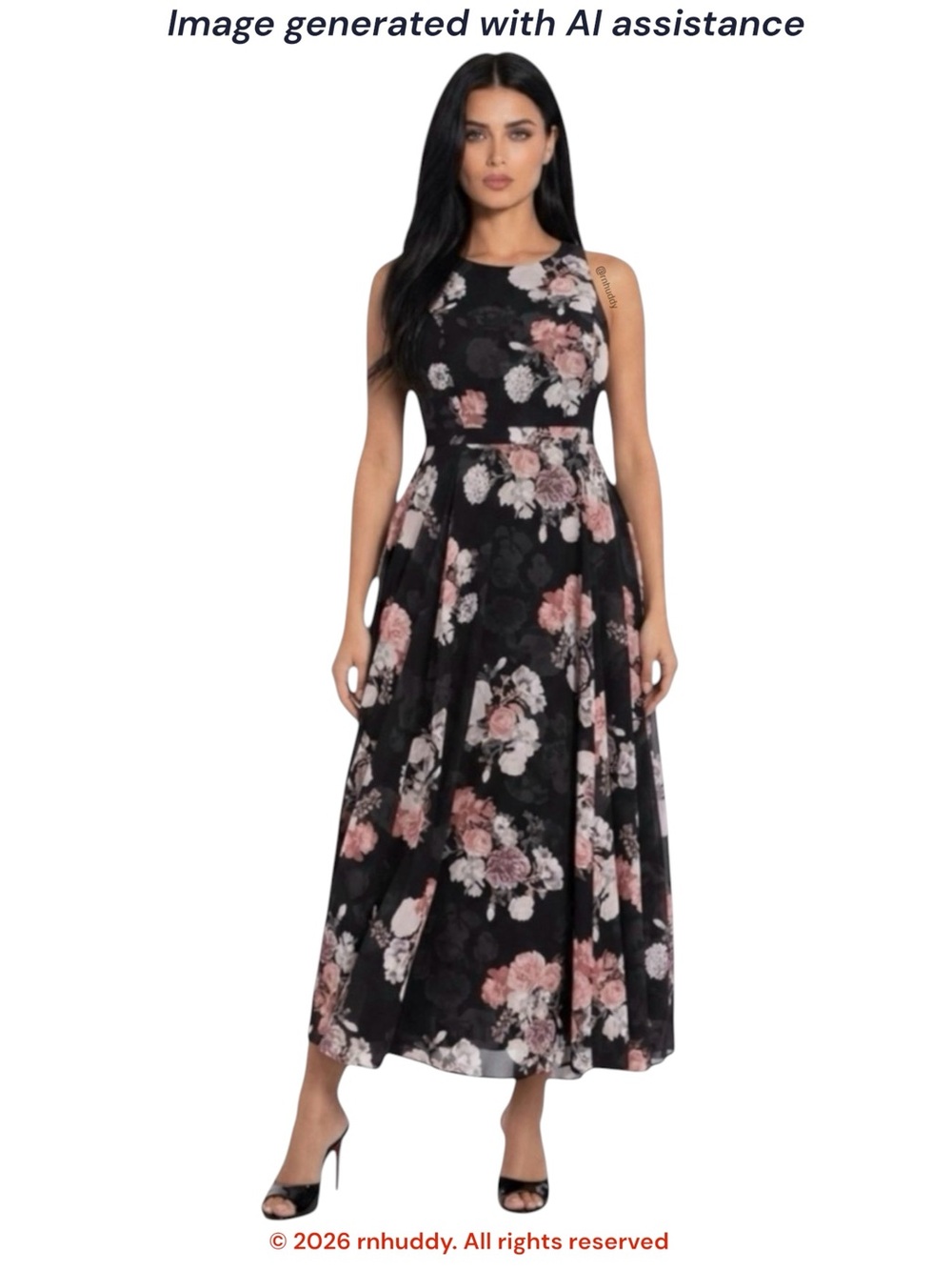 Torrid size 20 sleeveless black floral maxi dress